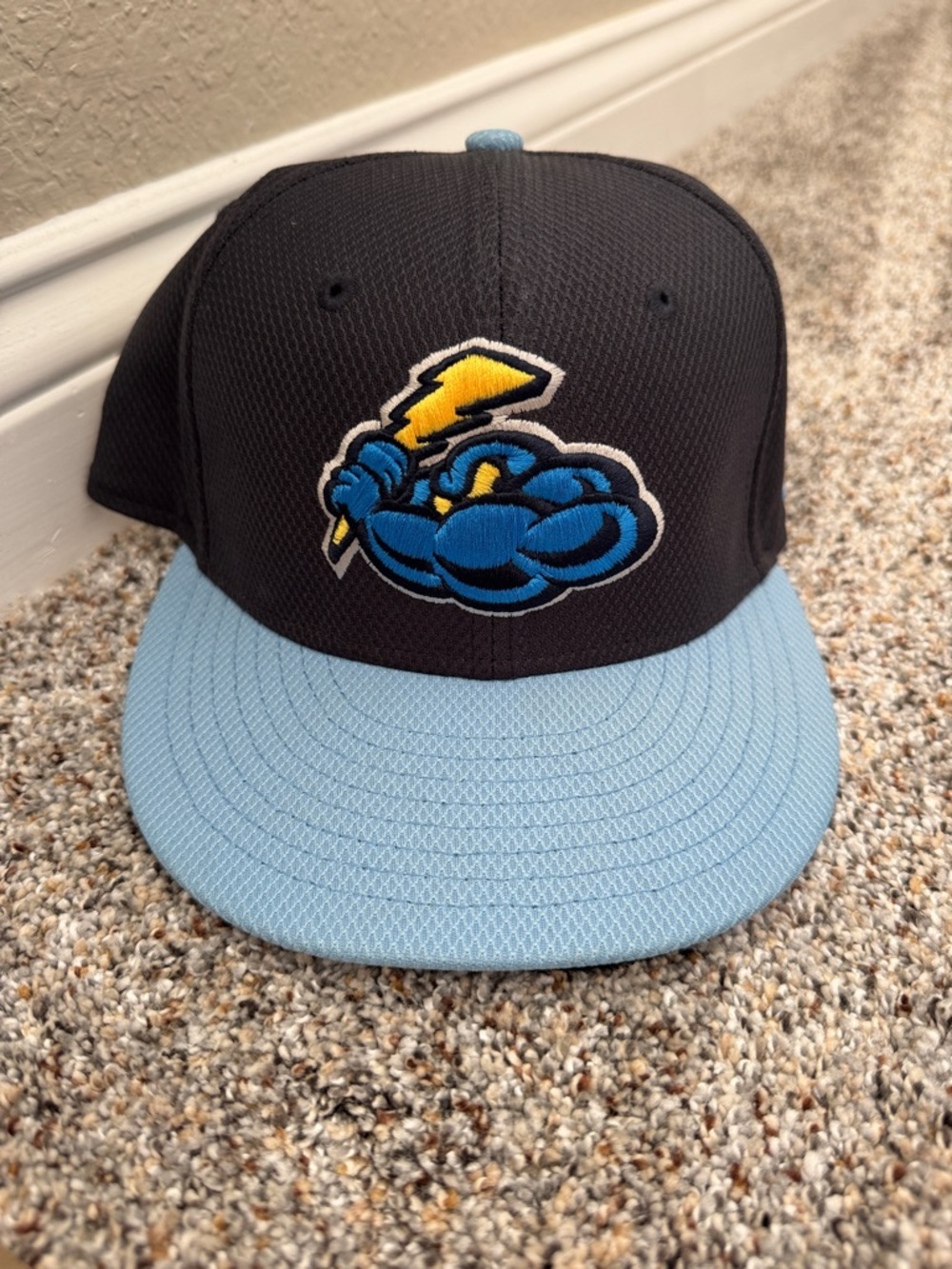 Black and Light Blue Cloud Bolt Snapback Hat